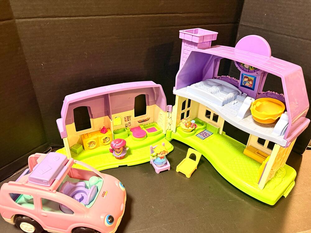Fisher Price Little People Happy Sounds Home Purple roof with family set 1